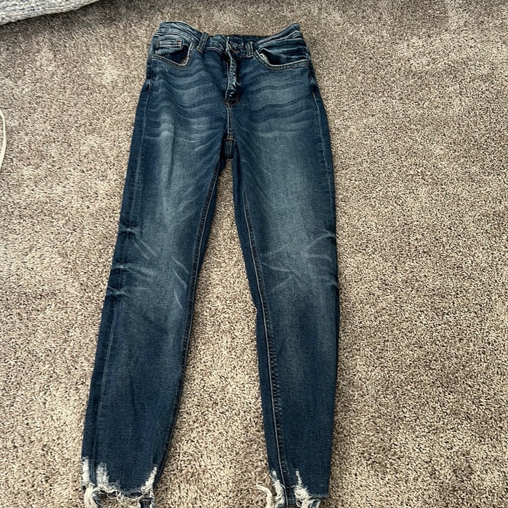 Vervet blue distressed hem skinny Jean
